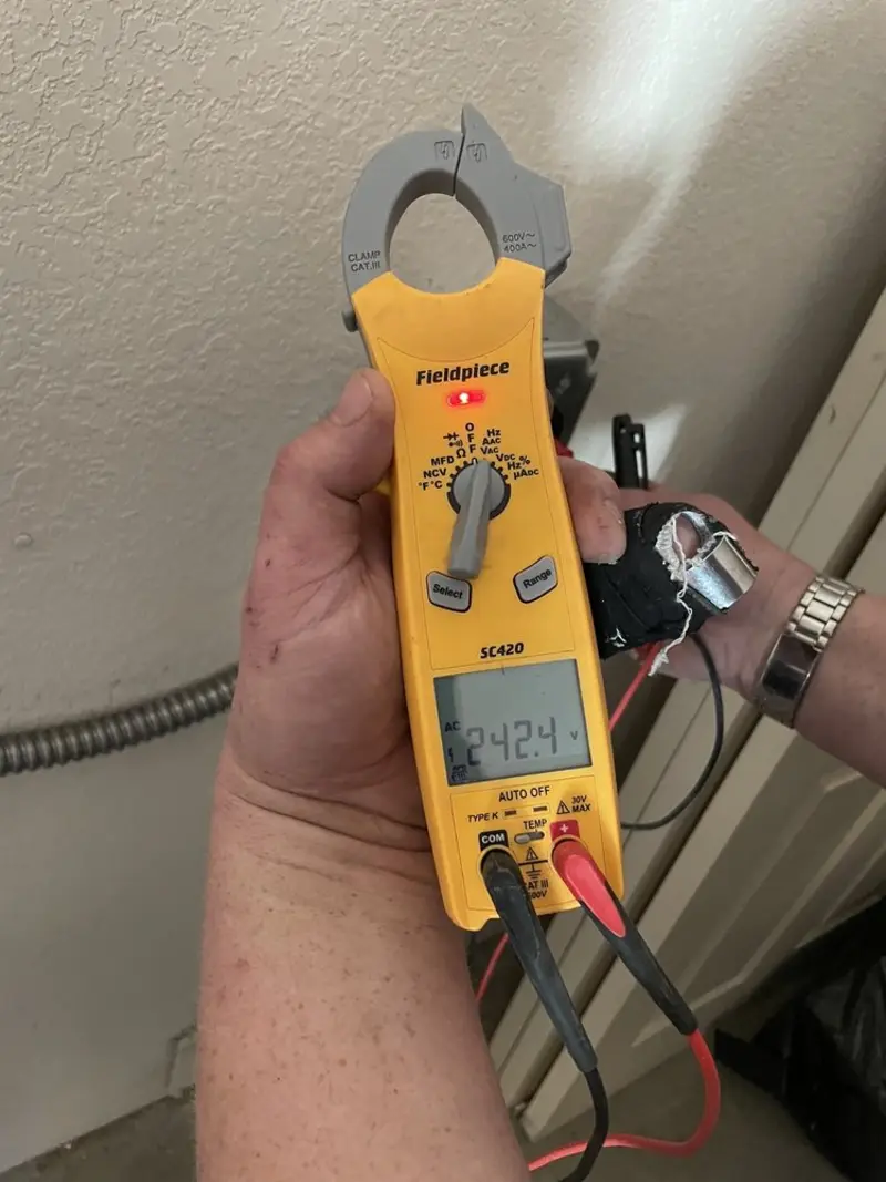 Voltage testing with clamp meter during Generator Installation in Cupertino